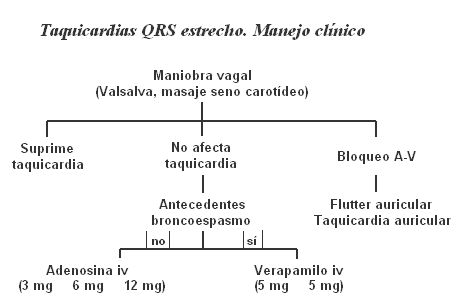 Algoritmo de tratamiento de la taquicardia supraventricular.